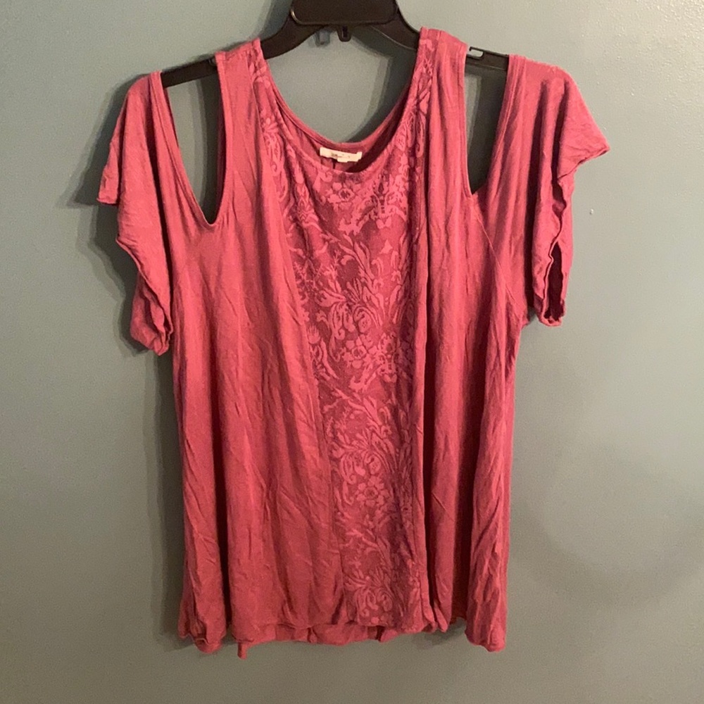 Purple cold shoulder top